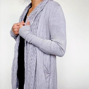 Anthropologie | Angel of the North | Open front light gray linen knit cardigan